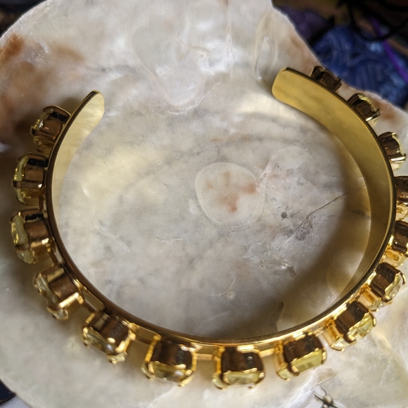 Genuine Lemon Citrine in Gold Plated Bracelet Cuff - Picture 3 of 4